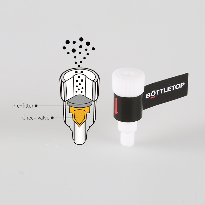 Bottletop2 ANSIM Check valve with pre-filter